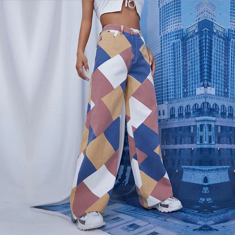 Be Cool Together Geometric Print Jeans
