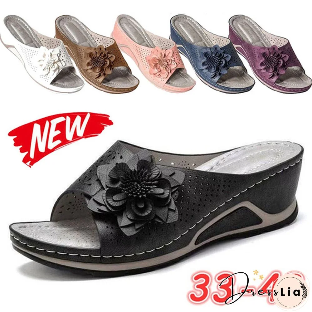 New Women's Fashion Casual Sandals Open Toe Summer Sandals Vintage Wedge Slippers Platform Sandals Plus Size 35-43