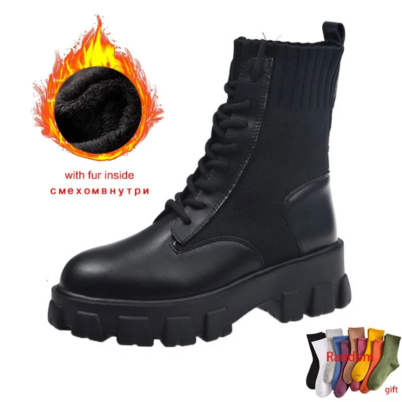 Qengg MCCKLE Women's Autumn Boots Women Ankle Boots Woman Winter Shoes Female Chunky Heel Platform High Boots Lasdies Botas Mujer 2020