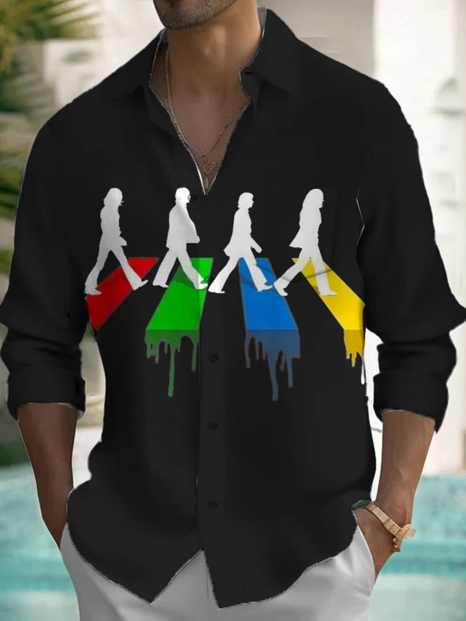 Men's Musical Long Sleeve Pocket Shirt