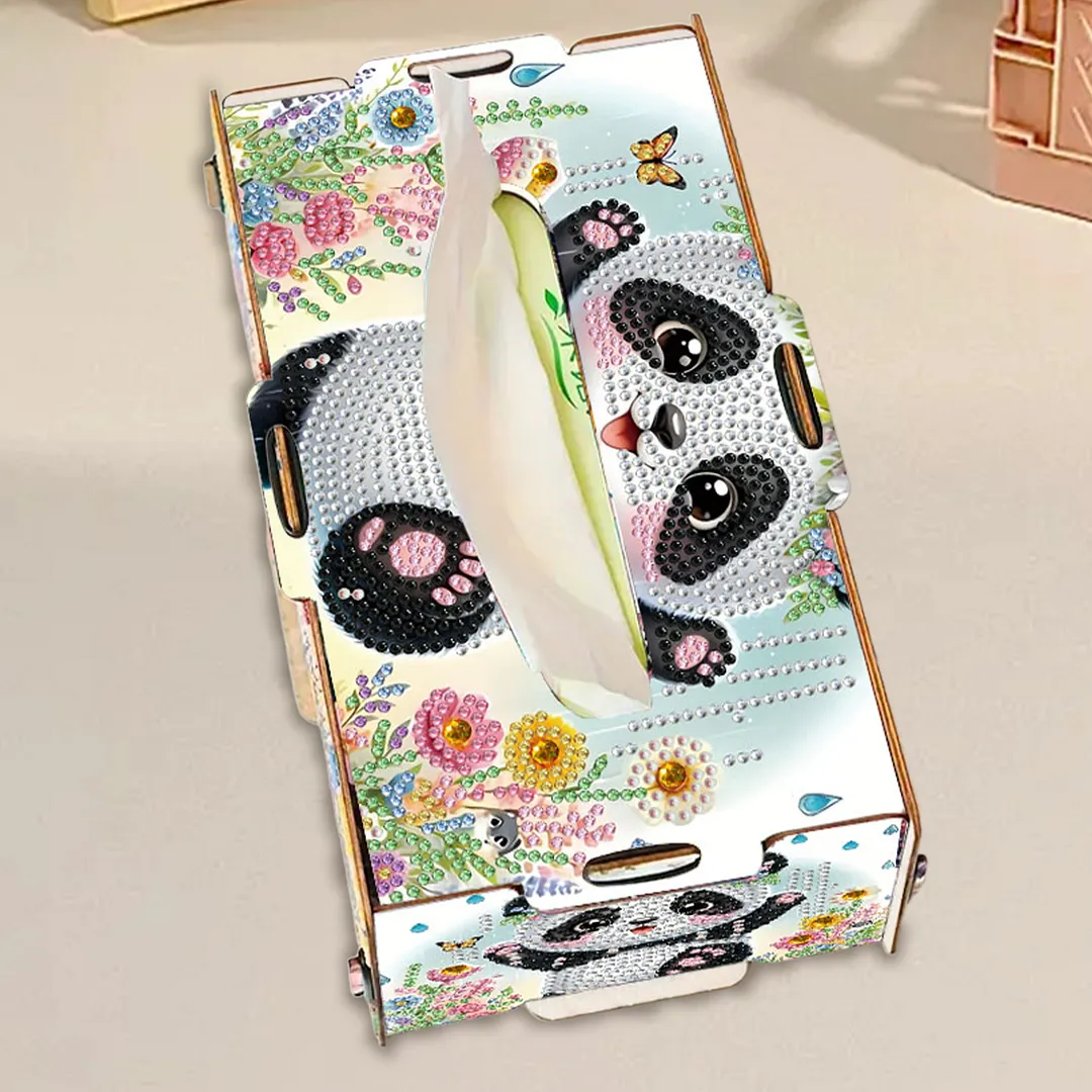 Panda DIY Diamond Art Paper Towel Holder for Home and Office Decoration
