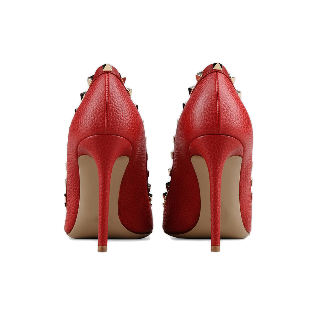 100mm Women's Sexy Pointy Toe Studs Stilettos High Heels Rivets Shoes Red Lines-vocosishoes