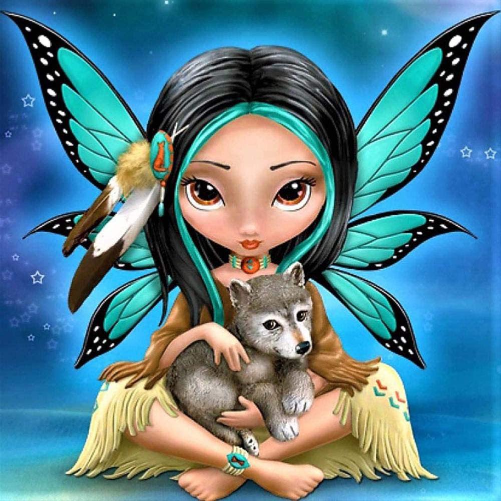 

30x30cm Round Drill Diamond Painting-Dog Fairy, 501 Original