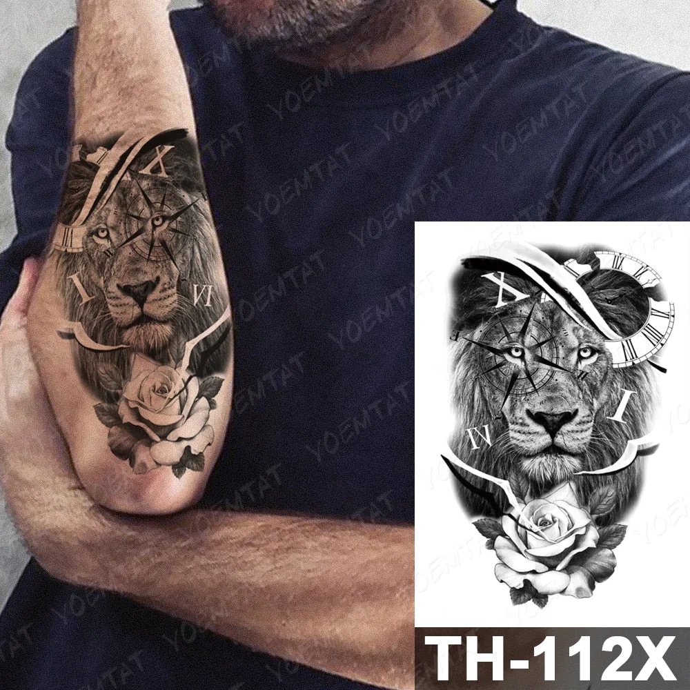 Forest Shadow Wolf Temporary Tattoo Sticker For Men Women Owl Lion Waterproof Fake Henna Tiger Animal Body Art Tatoo Decal