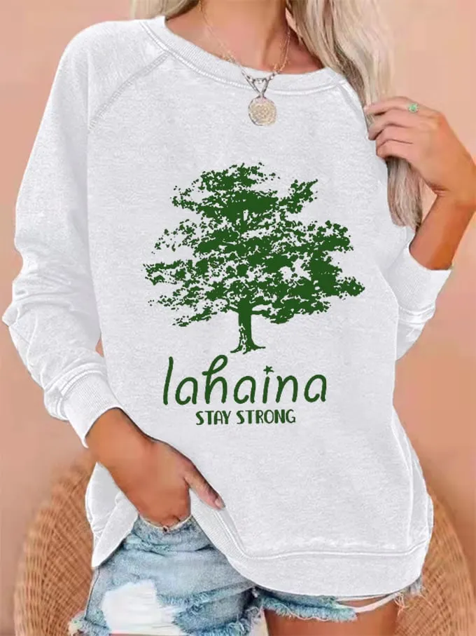 Women's Lahaina Strong Hawaii Tree of Life Aug 8 Print Sweatshirt