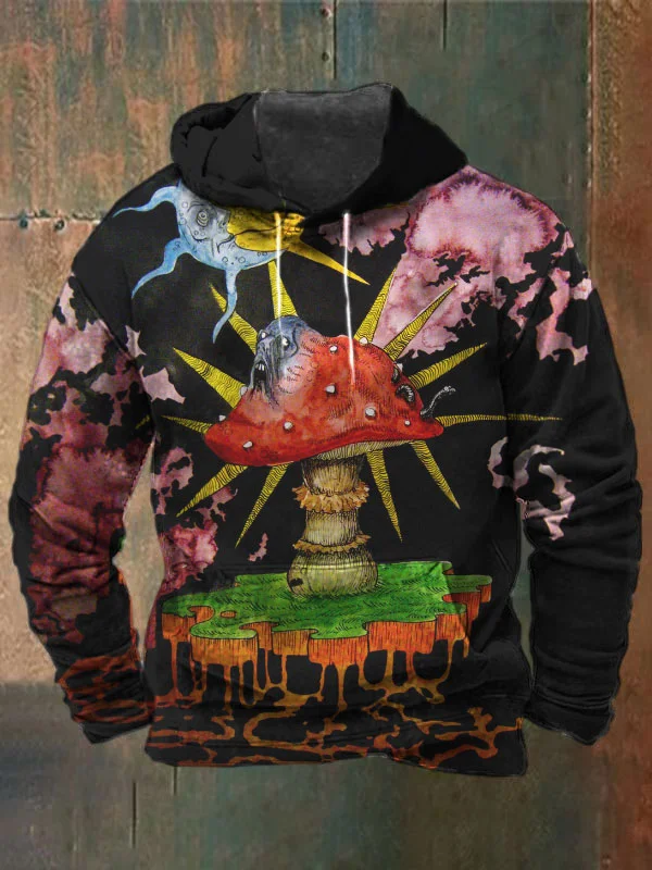 Unisex Mushroom Print Heavyweight Hoodies