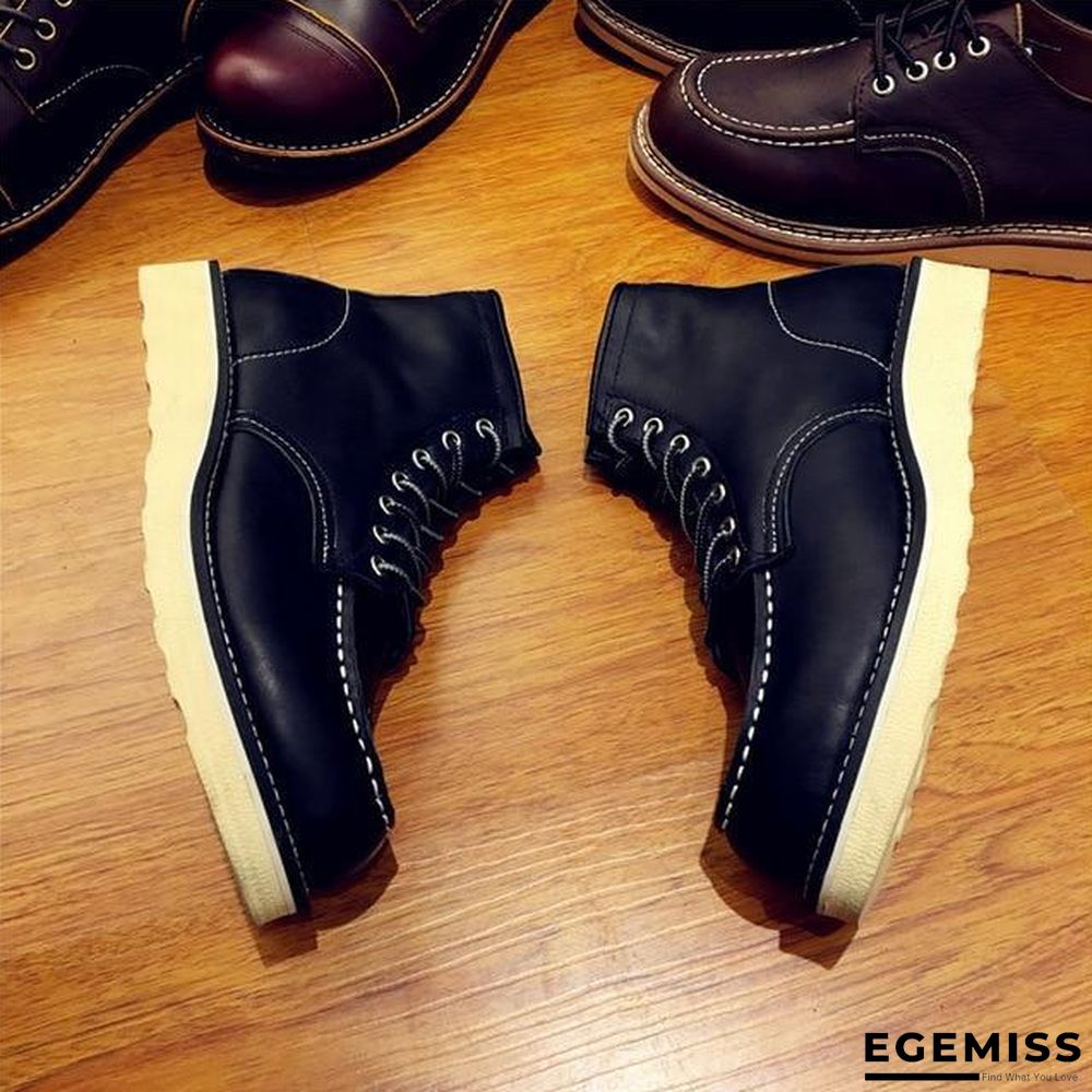 Vintage Men Boots Lace-Up Genuine Leather Boots Wing Men Handmade Work Travel Wedding Ankle Boots Casual Boots | EGEMISS