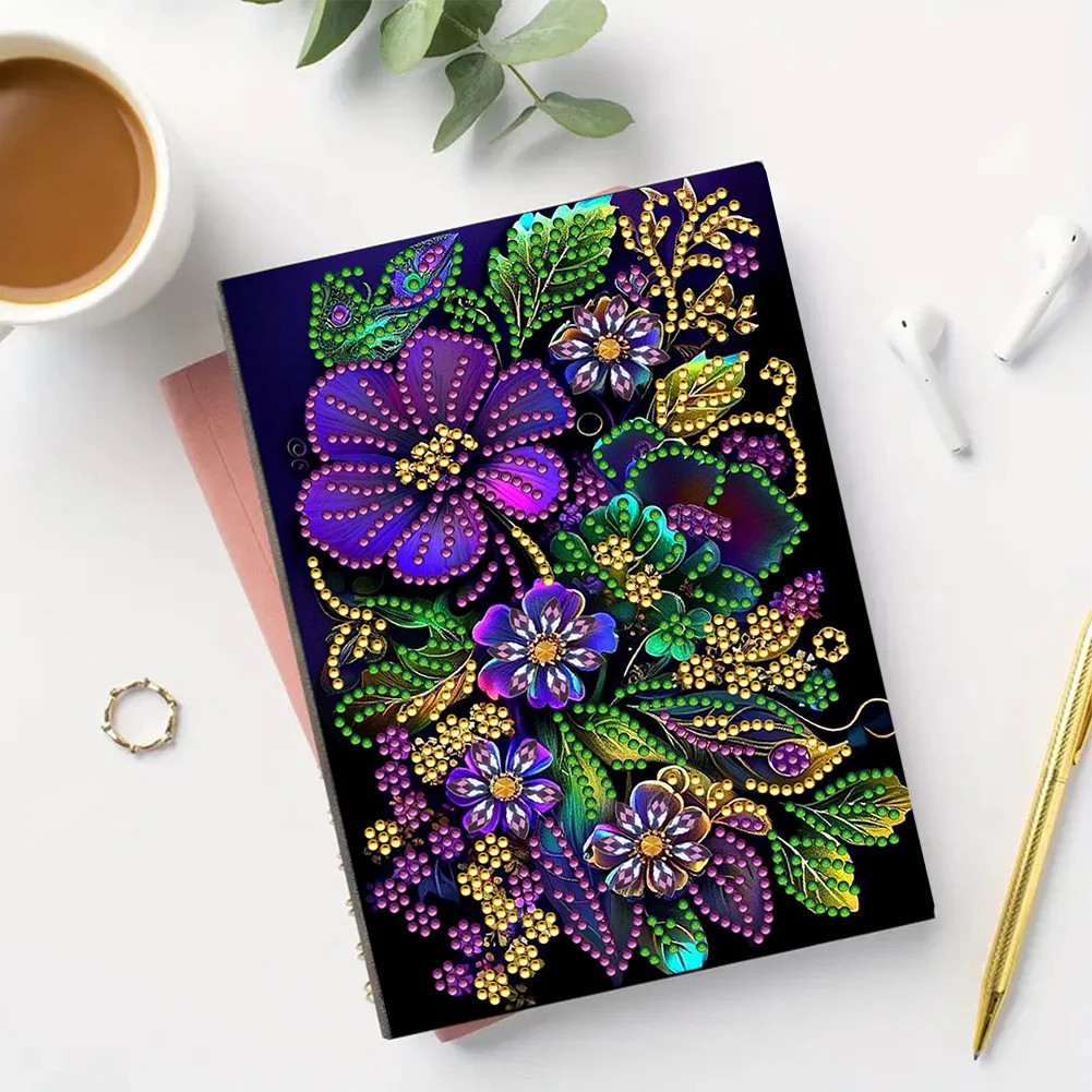 DIY Flower 50 Pages A5 Special Shaped Diamond Drawing Notebook Art