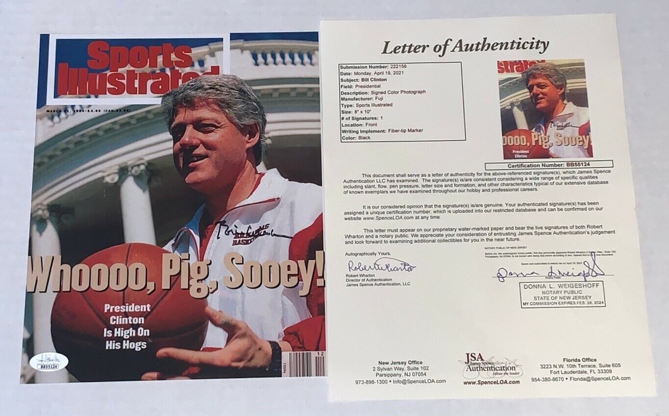 Bill Clinton signed Razorbacks Sports Illustrated Cover 8x10 Photo Poster painting JSA Full LOA