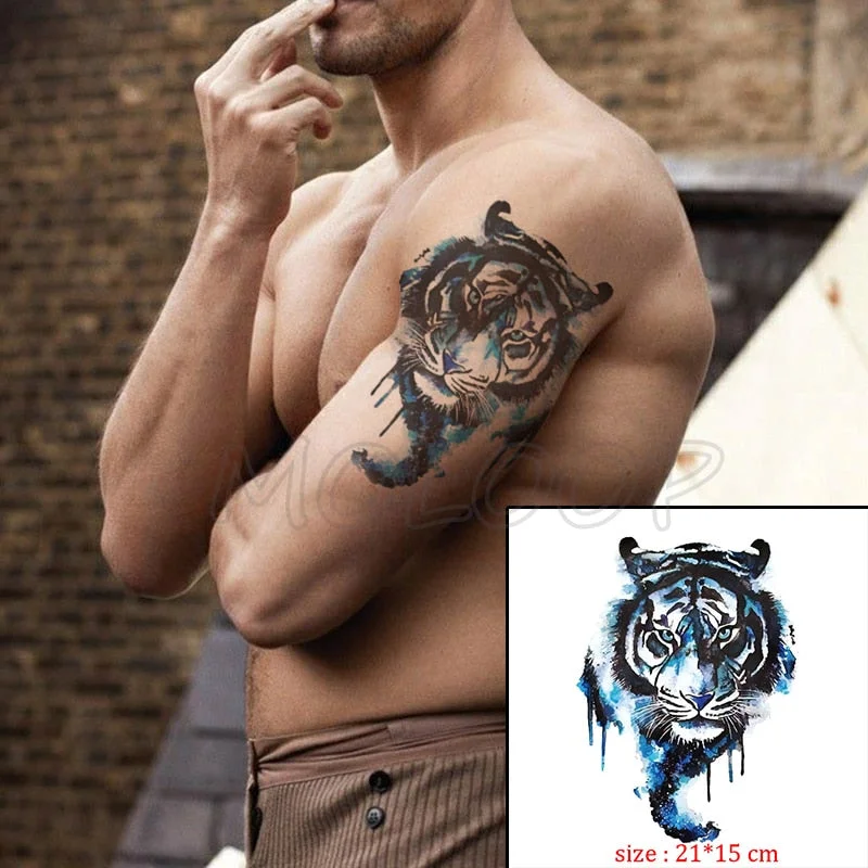 Waterproof Temporary Tattoo Sticker angry wolf mountain tatoo water transfer fake tatoo flash tatto Woman Man kid 14.8*21 cm