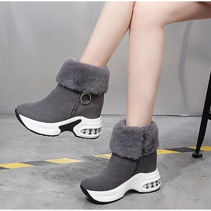 Women Snow Boots Ladies Shoes Winter Plush Warm Internal Increase Platform Female Ankle Boots Zipper Fashion Shoe Woman New 2022