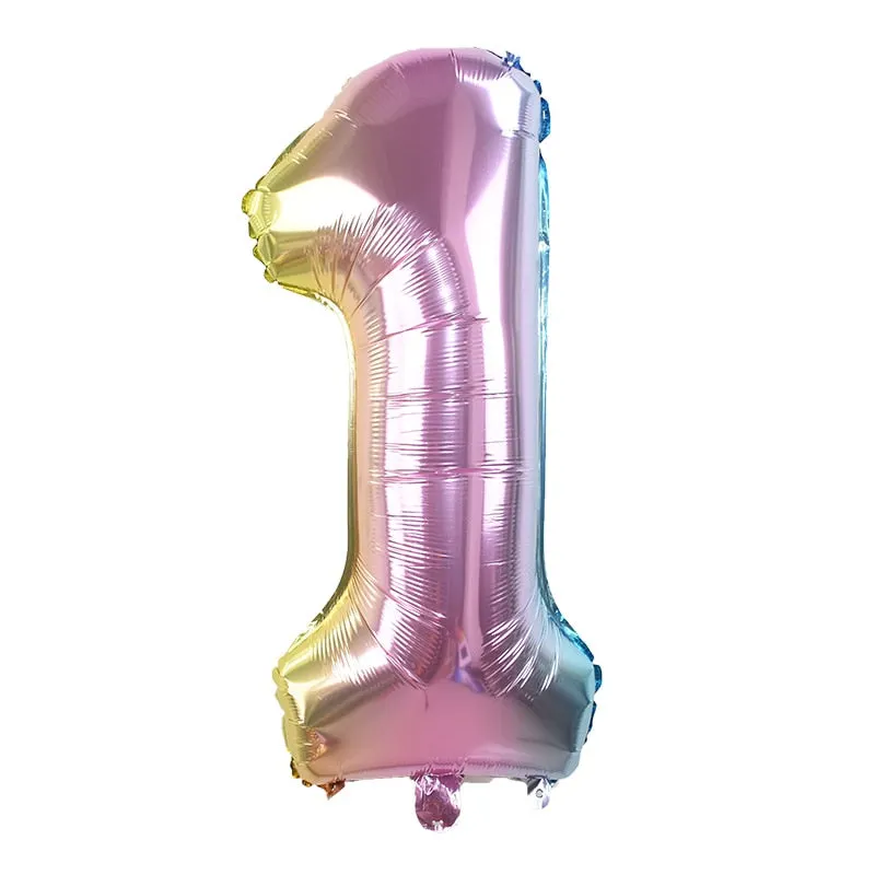 32inch Iridescent Rainbow Color Number Foil Balloons Birthday Wedding Party Decoration Digital Balloon Number Air Ballon Globos