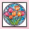 Flower Glass Painting - 11CT Stamped Cross Stitch 40*40cm/15.75*15.75in(glass painting cross stitch) tapestrymarket