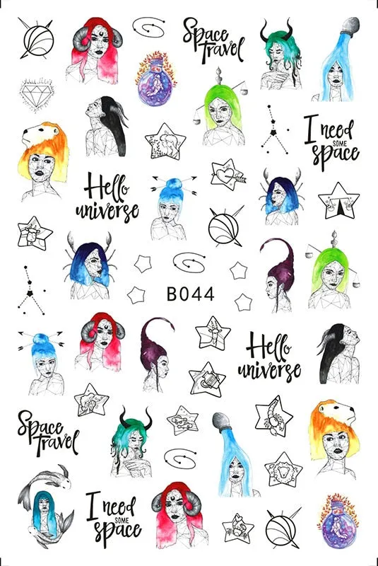 New Arrival 1pc 3D Nail Sticker Constellation Design Multi-Style Retro Back-Adhesive DIY Nail Art Tips Manicure Decoration-Nail Inspo