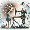 (Multi-Style) Weird Sewing Girl-11CT Stamped Cross Stitch 40*40cm/15.75*15.75in tapestrymarket