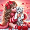 (40*40cm)Girl White Tiger - Full Round Drill Diamond Painting