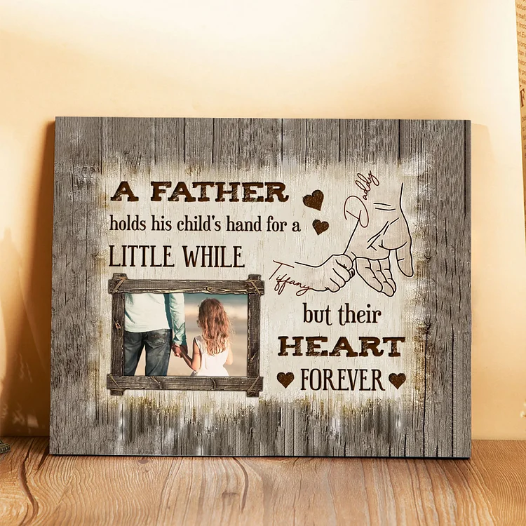 Father Hold Kid Personalized Photo Frame Wood Signs
