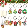 8Pcs Diamond Painting Wine Glass Charms Christmas Element Pendant