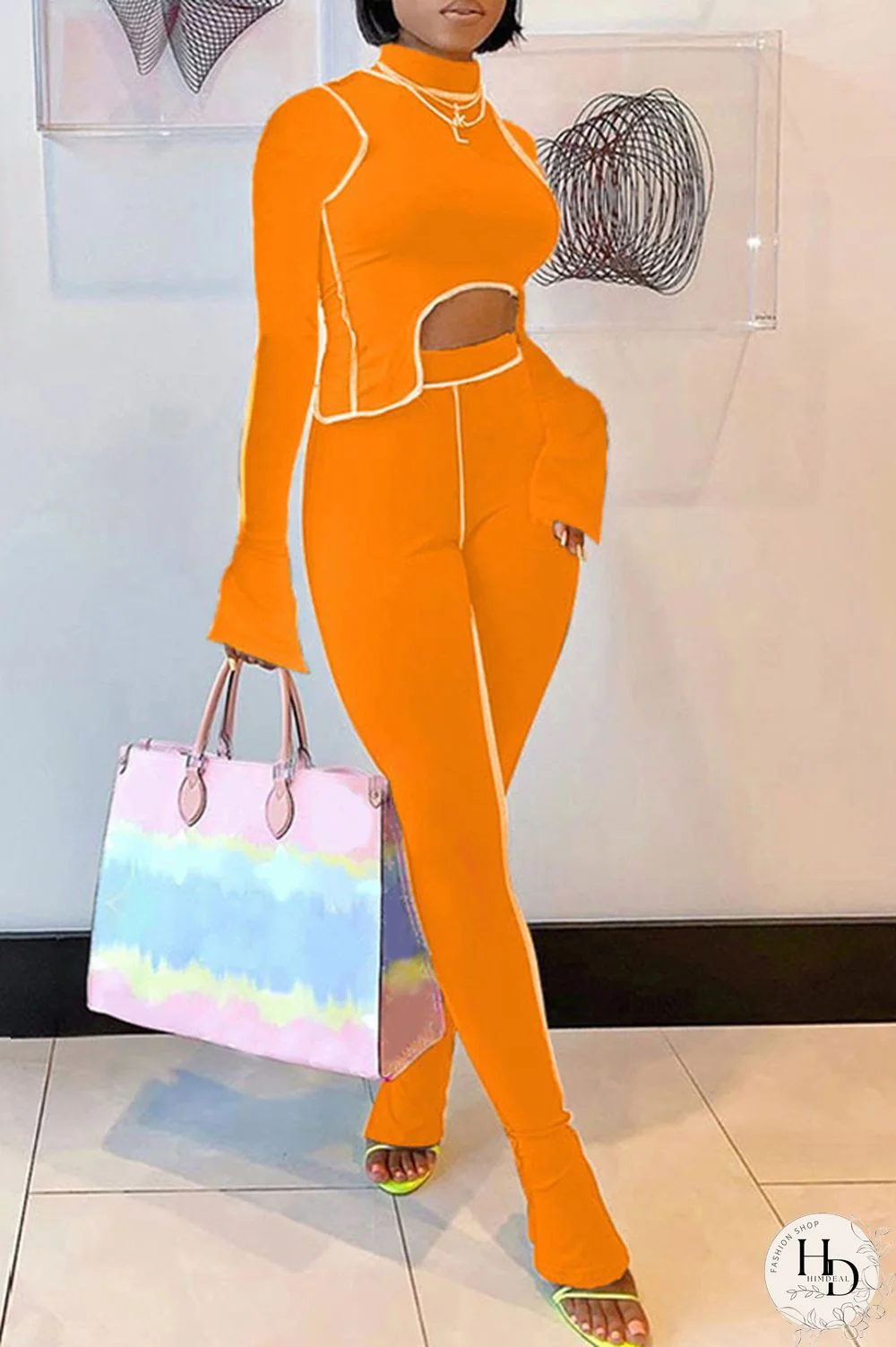 Grey Milk Silk OL Patchwork Solid asymmetrical pencil Long Sleeve Two Pieces