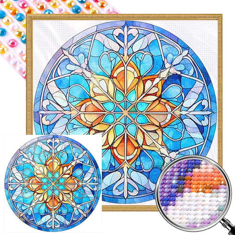 Ice And Snow Glass Painting 40*40CM (Canvas) Full AB Round Drill Diamond Painting gbfke