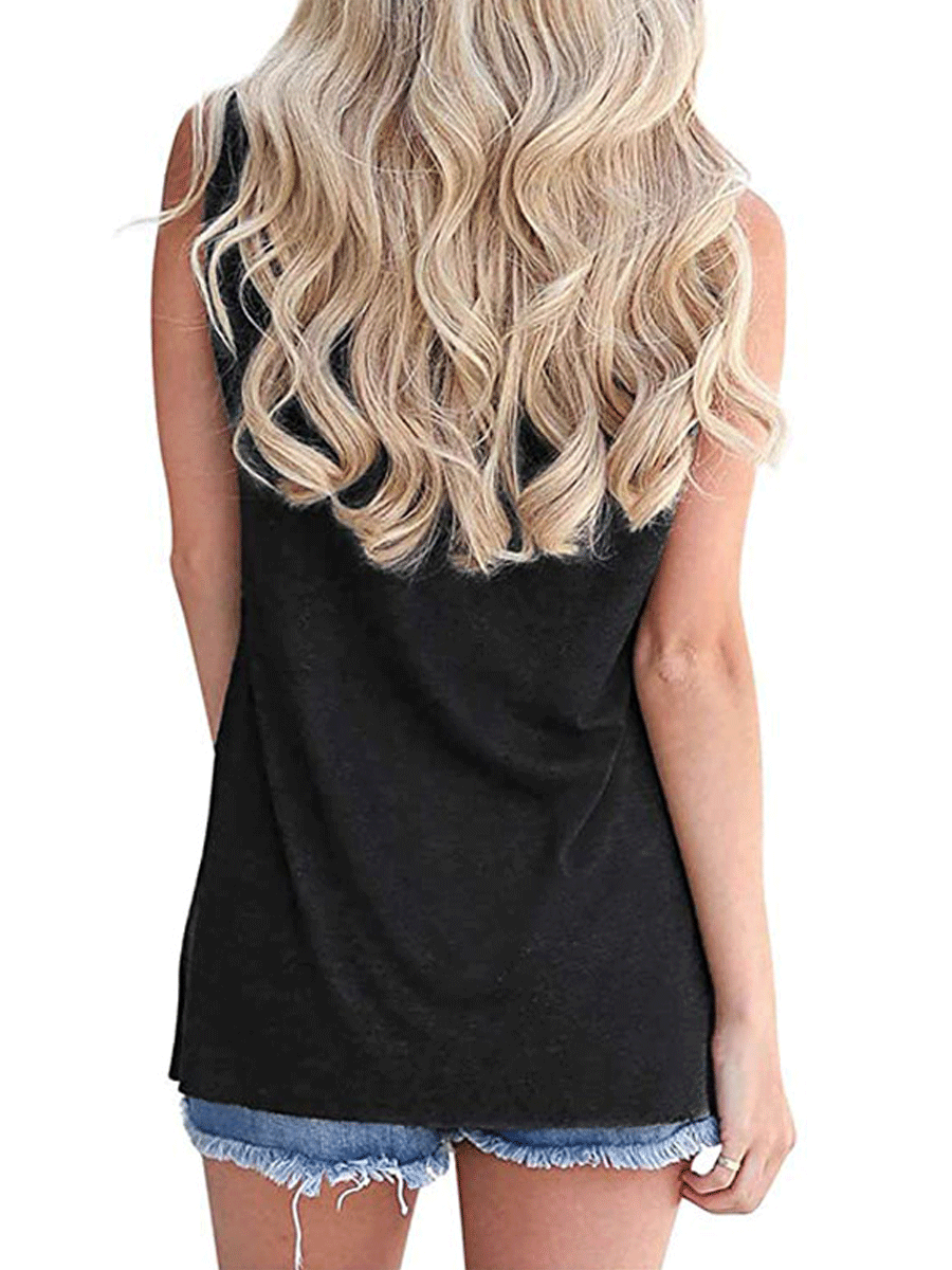 American Flag Sunflower Print Sleeveless T-shirt