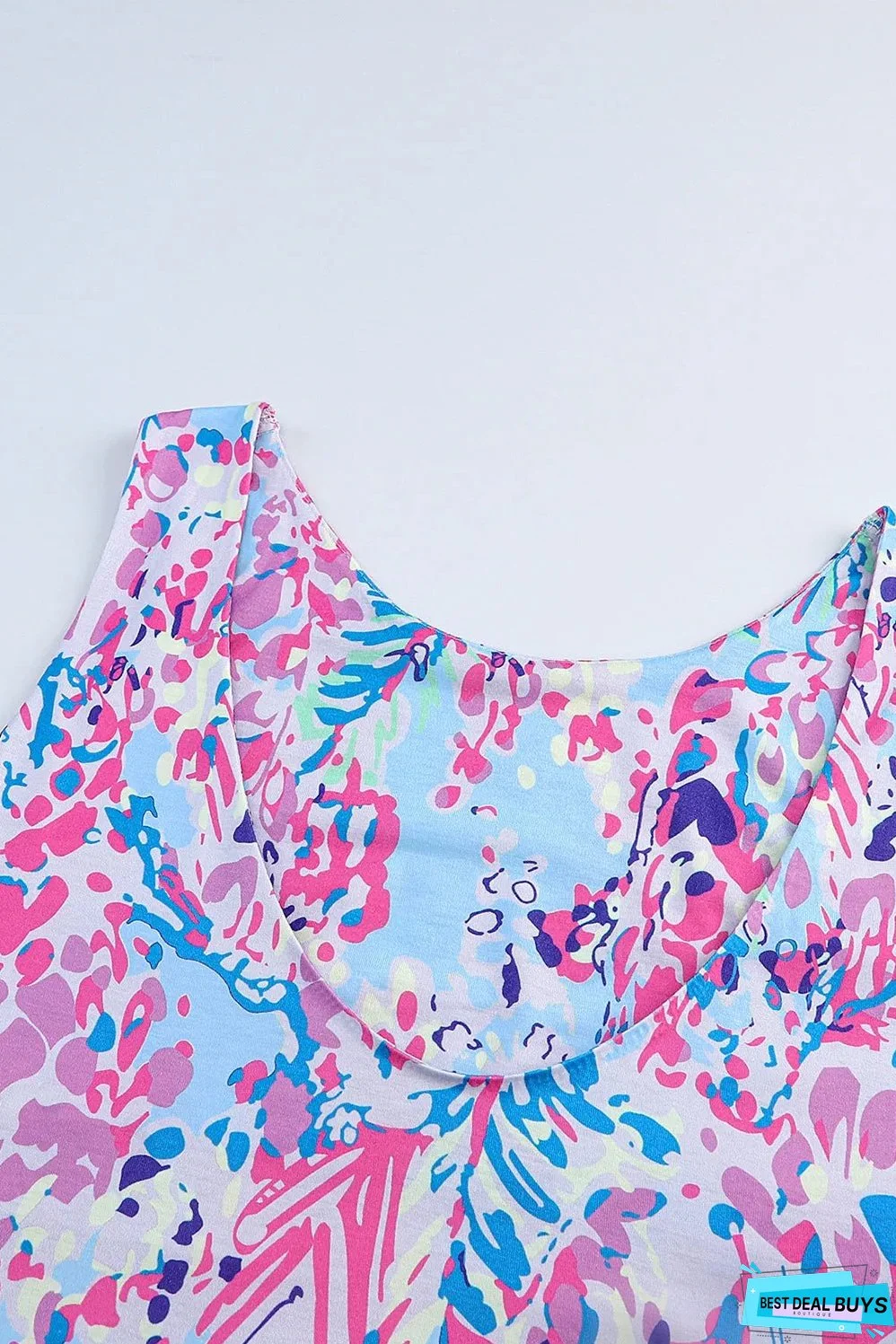 Purple Abstract Floral Print Sleeveless Maxi Dress