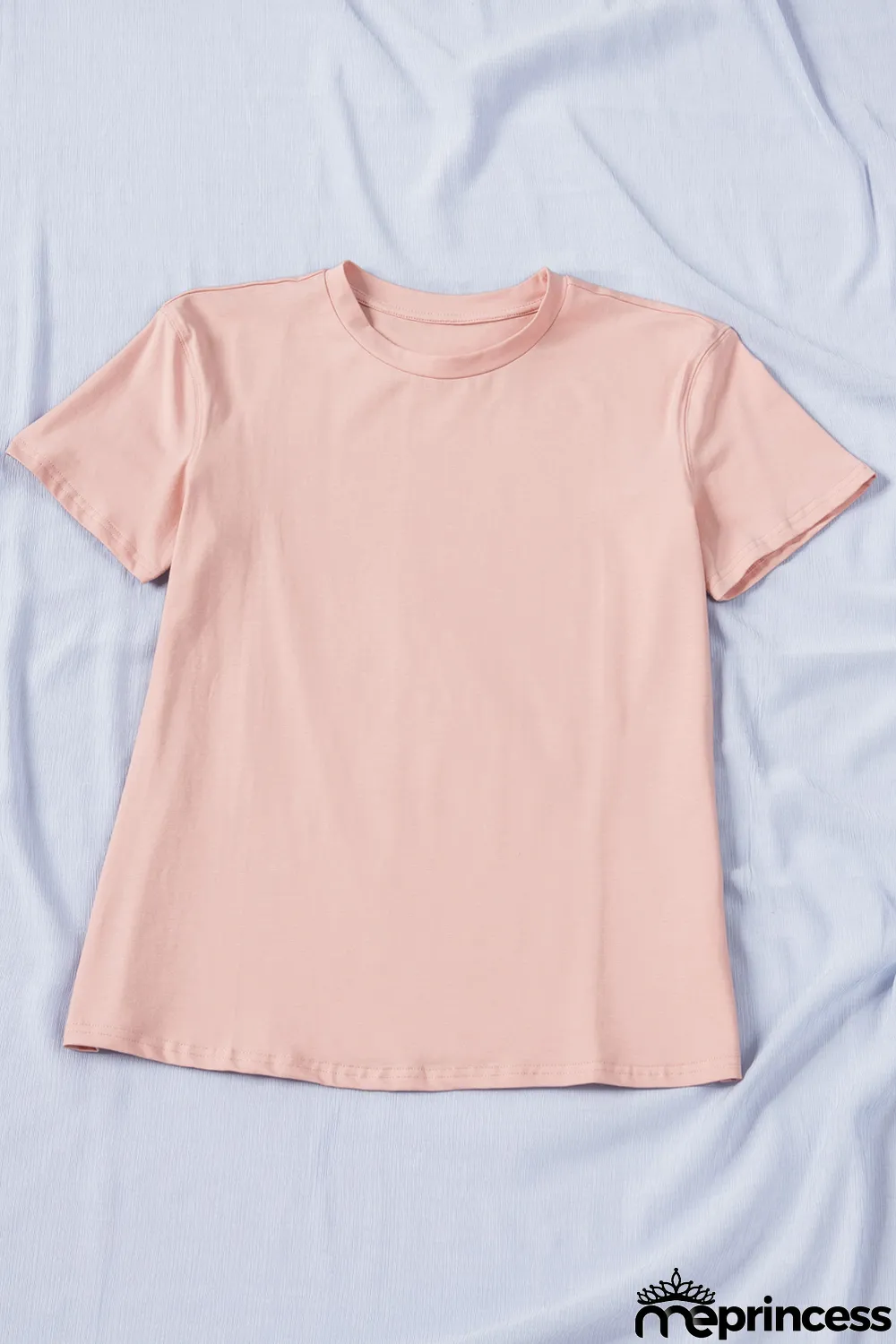 Pink Plain Crew Neck Short Sleeve Tee