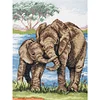 >SALE<Full Embroidery Eco-cotton Thread 11CT Printed Elephants Cross Stitch 50x65cm