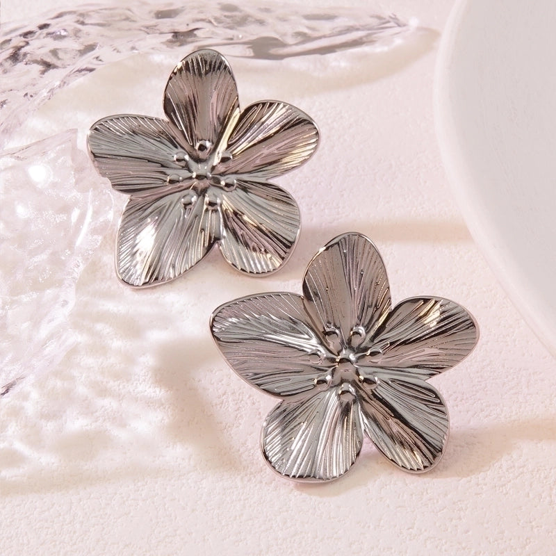 1 Pair Exaggerated Pastoral Streetwear Flower 304 Stainless Steel Imitation Gold  Ear Studs