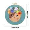 Cat Flower-DIY Embroidery Kit with Pattern Cotton Threads Needles Hoop 30*30cm/11.81*11.81in tapestrymarket