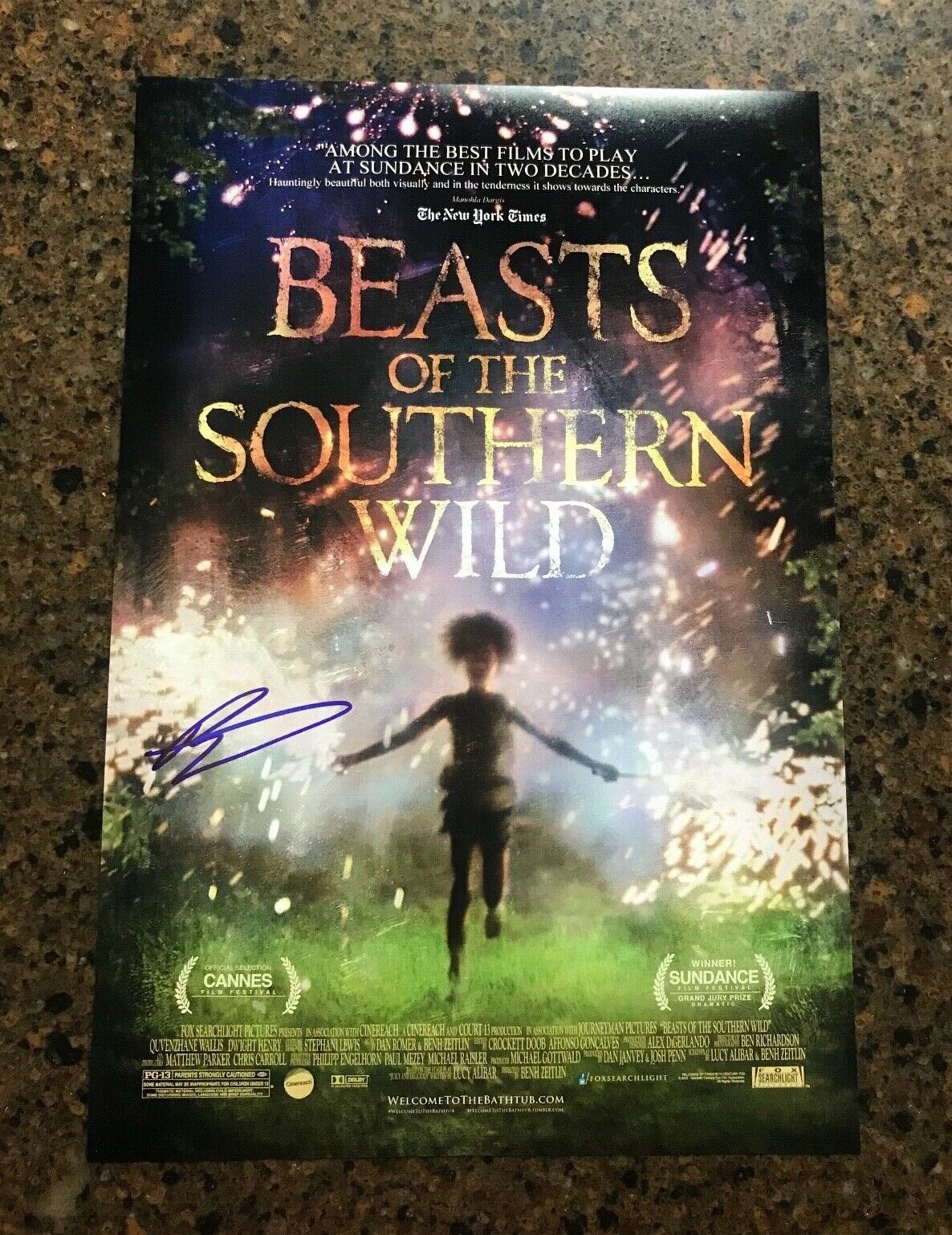 * BENH ZEITLIN * signed 12x18 poster * BEASTS OF THE SOUTHERN WILD * 2