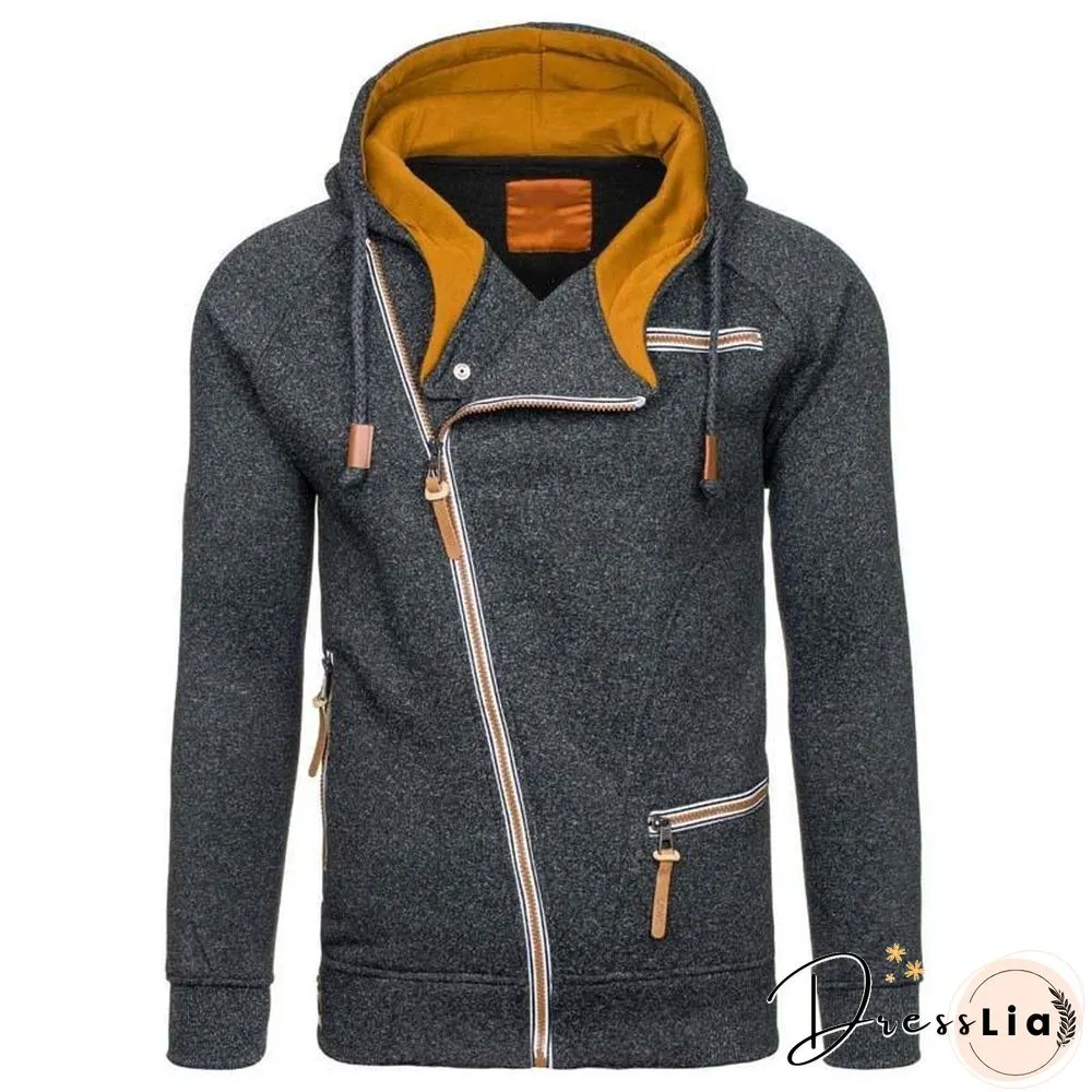 Hoodie Casual Solid Long Sleeve Hoodies Sweatshirts Slim Zipper Hoody Sweatshirt Men Hooded Streetwear