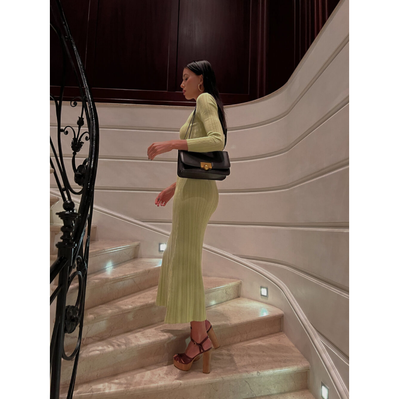 Ootddress Long Sleeve Slim Knit Maxi Dress For Women High Waist Casual Fashion Elegant Party Dress Skinny Summer Female Dress 2025