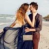 Abendtasche Damen Clutch Handtasche mit Kette Modisch Envelope Tasche Geldb&ouml;rse Brauttasche Kleine Umh&auml;ngetasche Unterarmtasche f&uuml;r Hochzeit Cocktailparty Tanzparty Geburtstag Bankett Blau