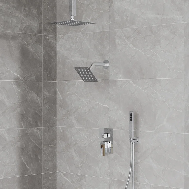 EVERSTEIN SFS-1060-CH10 10'' Dual Rainfall Shower System with 3-Spray Patterns, Ceiling Mounted and Rough-in Valve