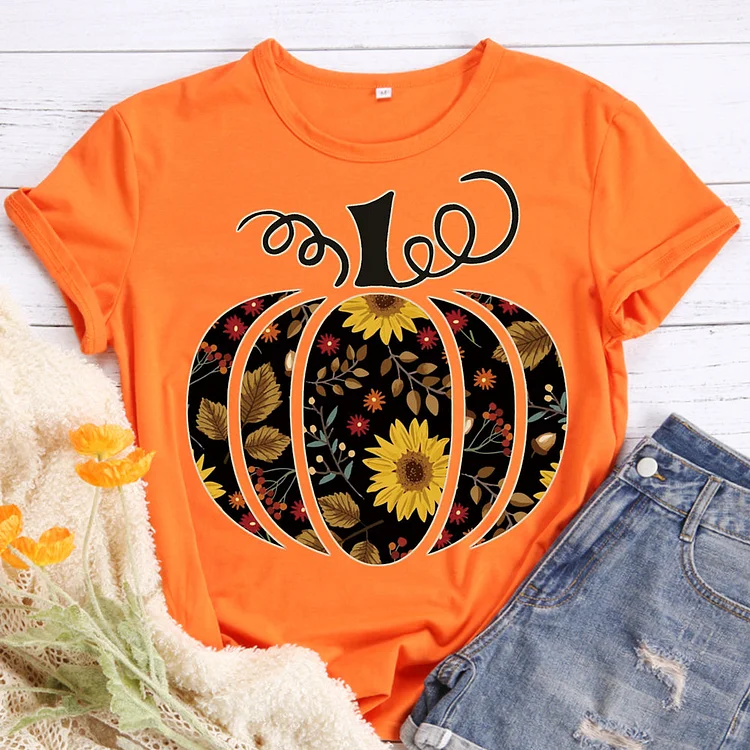 Floral Pumpkin T-Shirt-08602