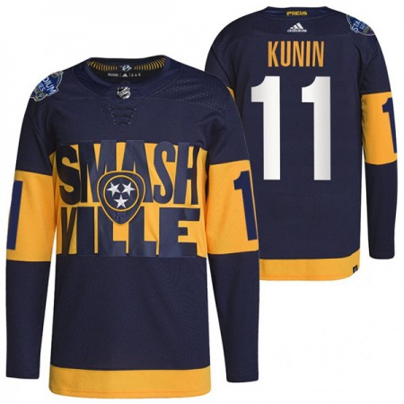 Men's Nashville Predators #11 Luke Kunin 2022 Navy Stadium Series  Player Stitched Jersey