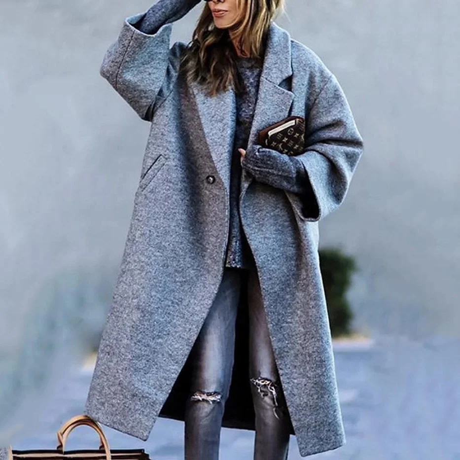 Brownm Brownm New 2025 Autumn Women's Long-Sleeved Collar Coat Prints The Long Coat