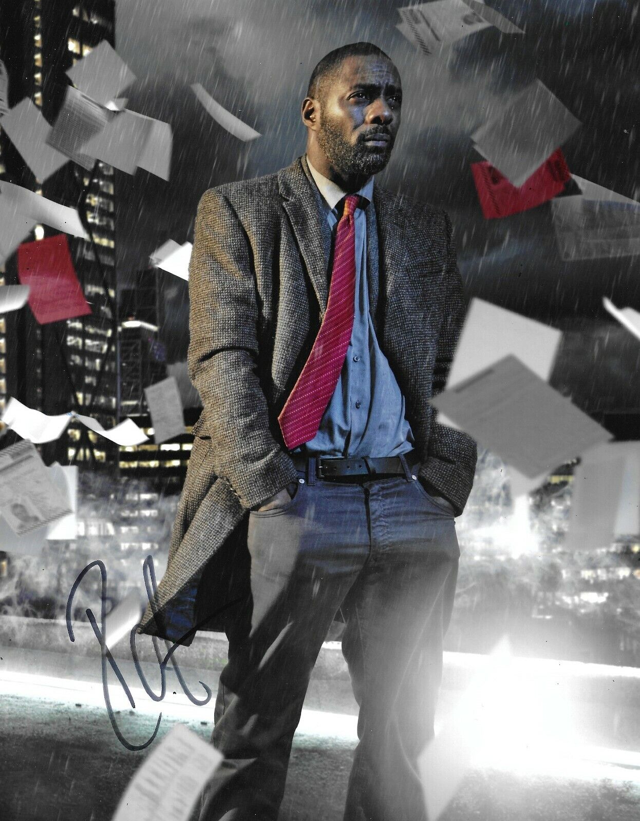 Idris Elba Signed Luther 10x8 Photo Poster painting AFTAL