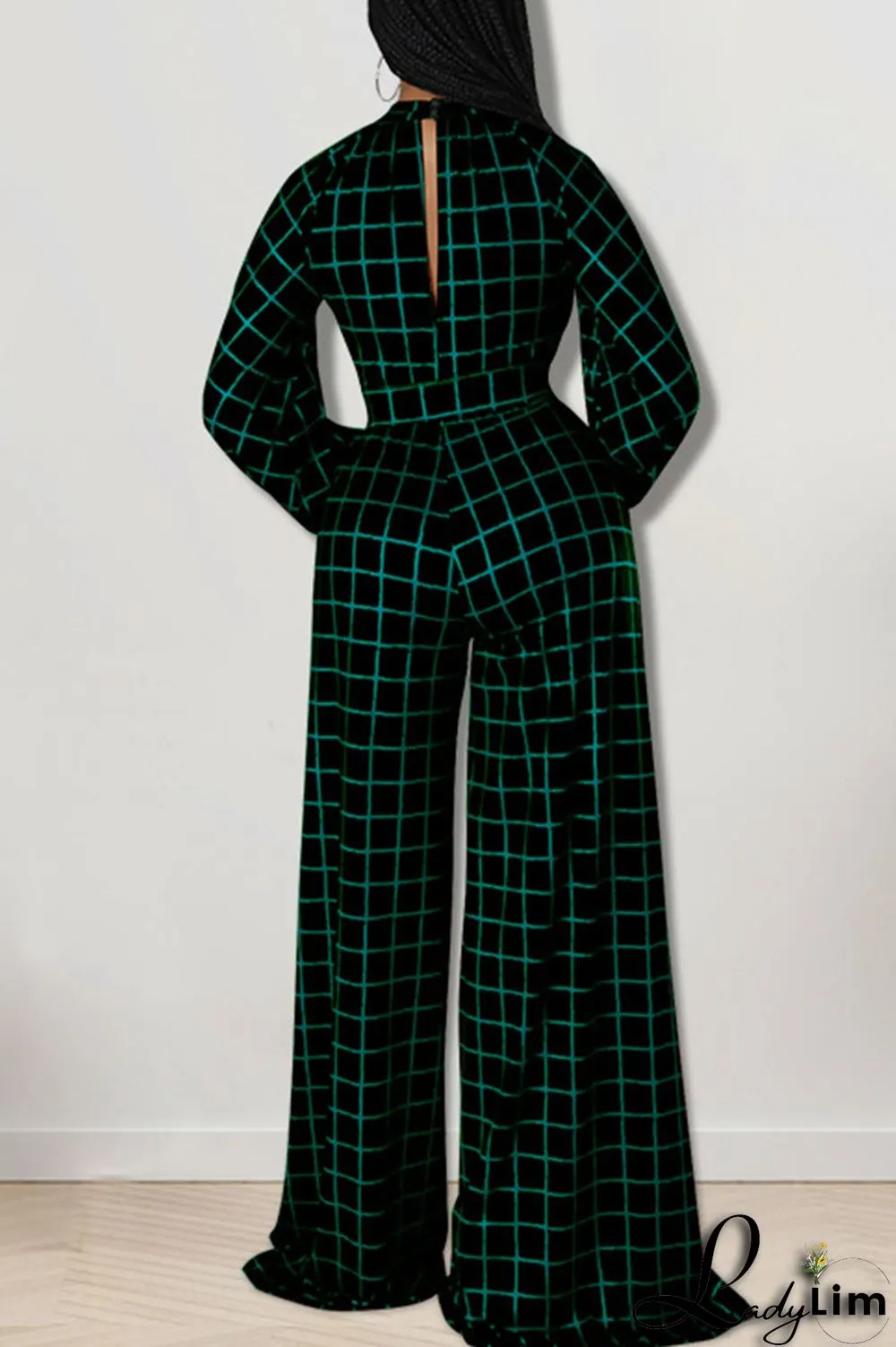 Tangerine Casual Plaid Print Patchwork O Neck Straight Jumpsuits