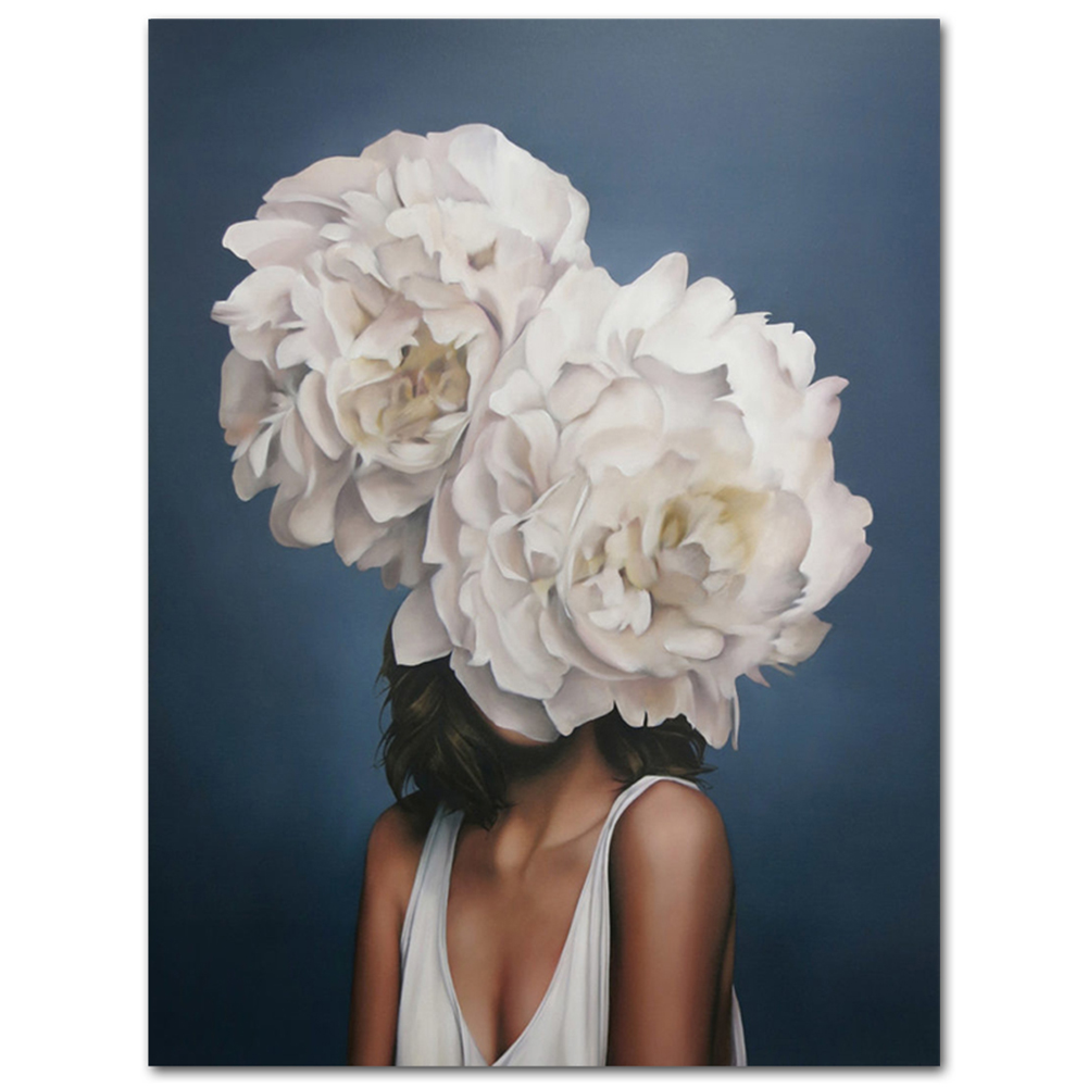 

Artistic Canvas Painting Flowers Girl No Frame Wall Art Print Poster (2), 501 Original
