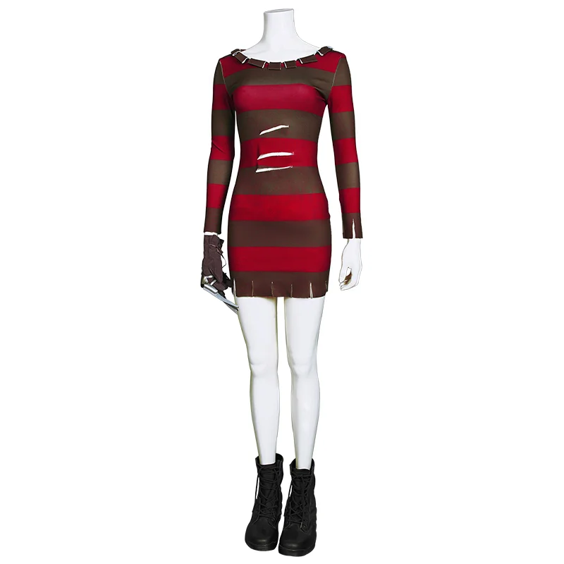 Women's Freddy Krueger Halloween Costume Cosplay Dress 
