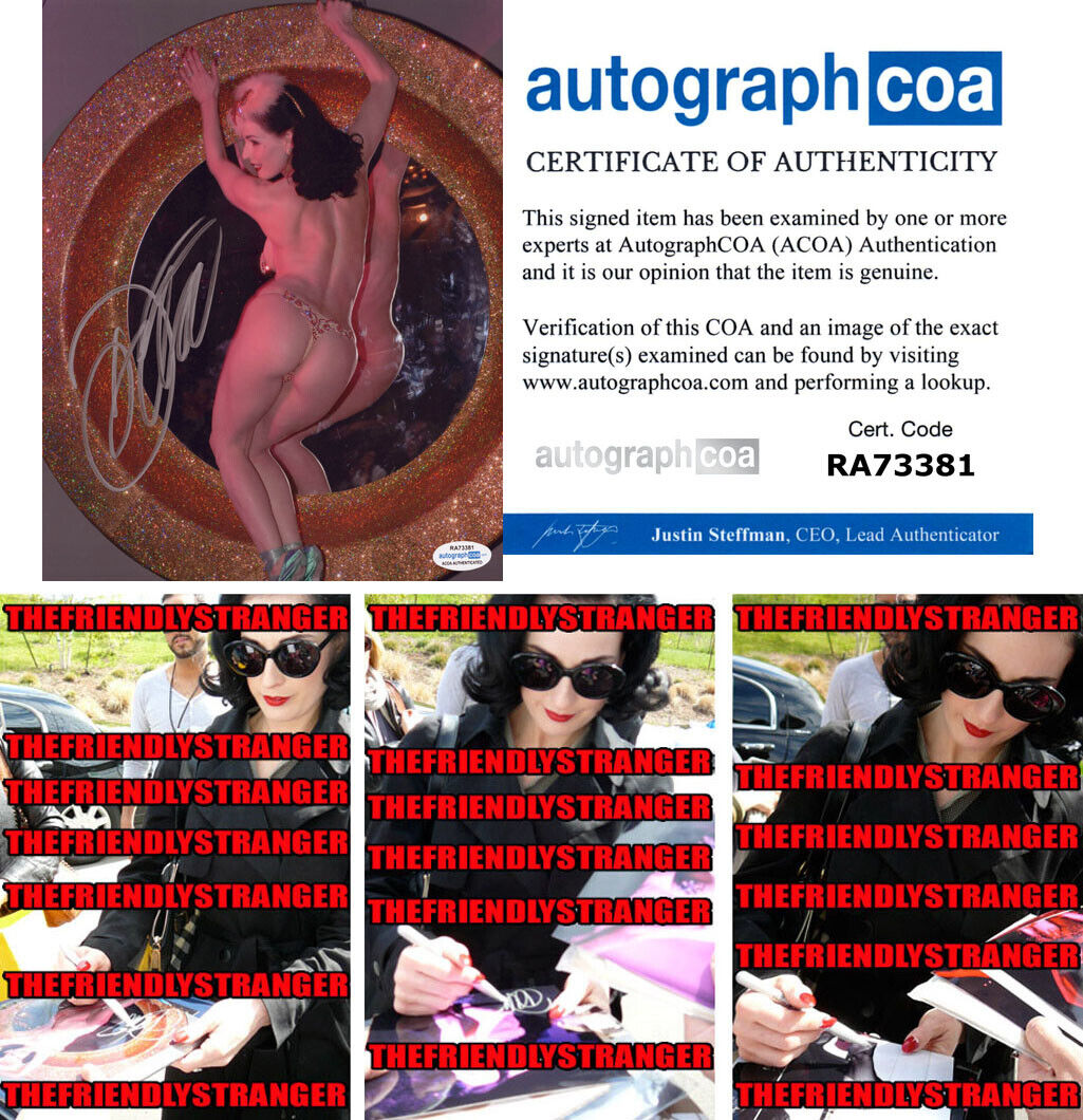 DITA VON TEESE signed 8X10 Photo Poster painting d PROOF - Hot SEXY Burlesque Dancer ACOA COA