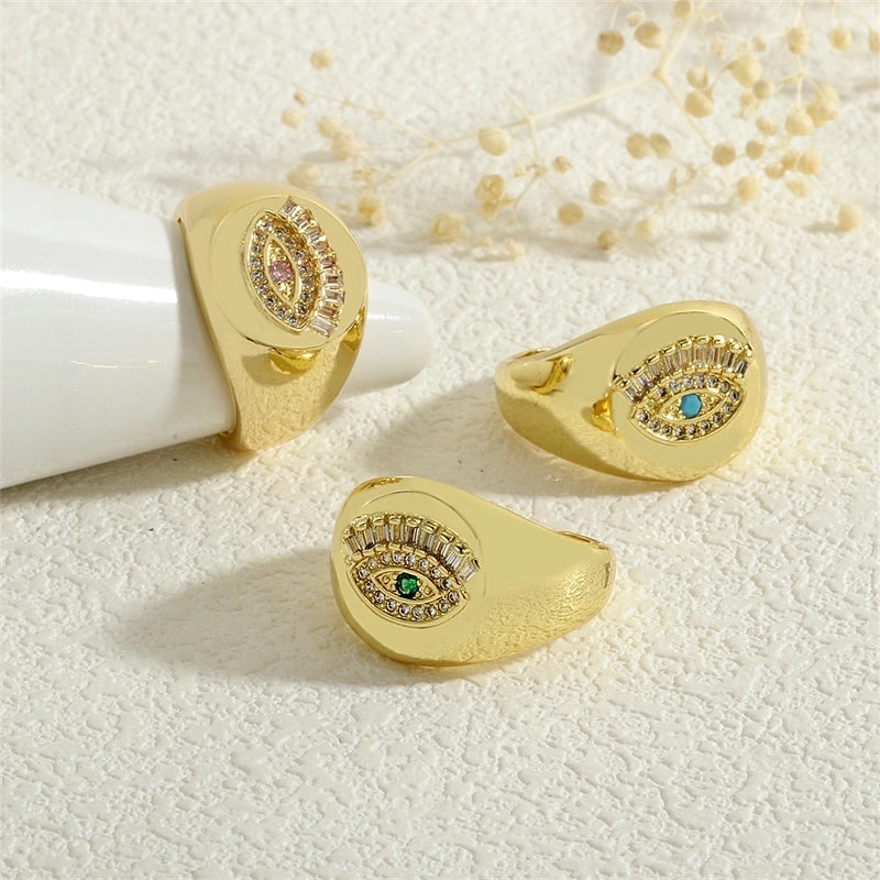 Copper Inlay Devil’s Eye Eye Zircon Open Rings