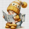 (Small Size)Gnome In The Toilet - 18CT Counted Cross Stitch - 25*25cm
