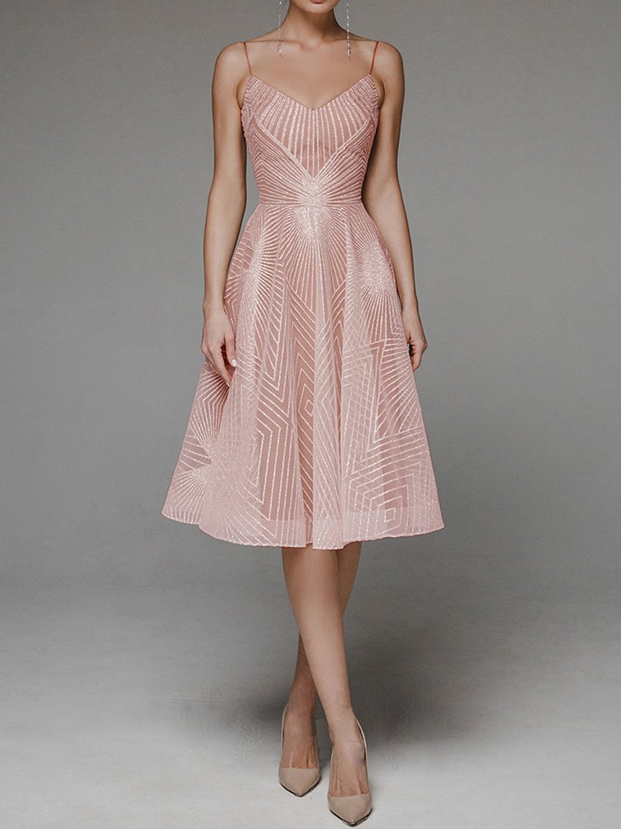 Printed V-Neck A-Line Dress