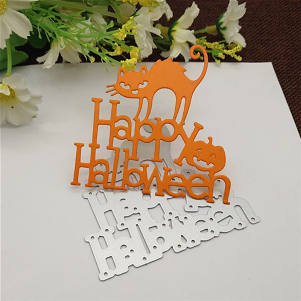 Cat Happy Halloween set frame Metal Cutting Dies Stencils For DIY Scrapbooking Decorative Embossing Handcraft  Template