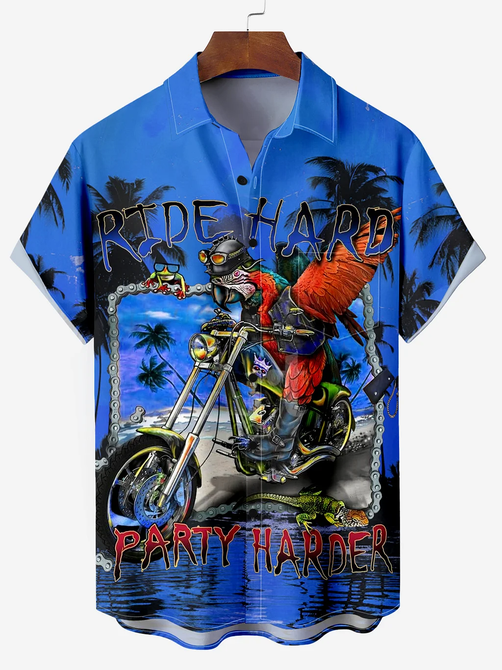 "Retired But Not Expired" Parrot Head Tiki Party Chest Pocket Shirt PLUSCLOTHESMAN