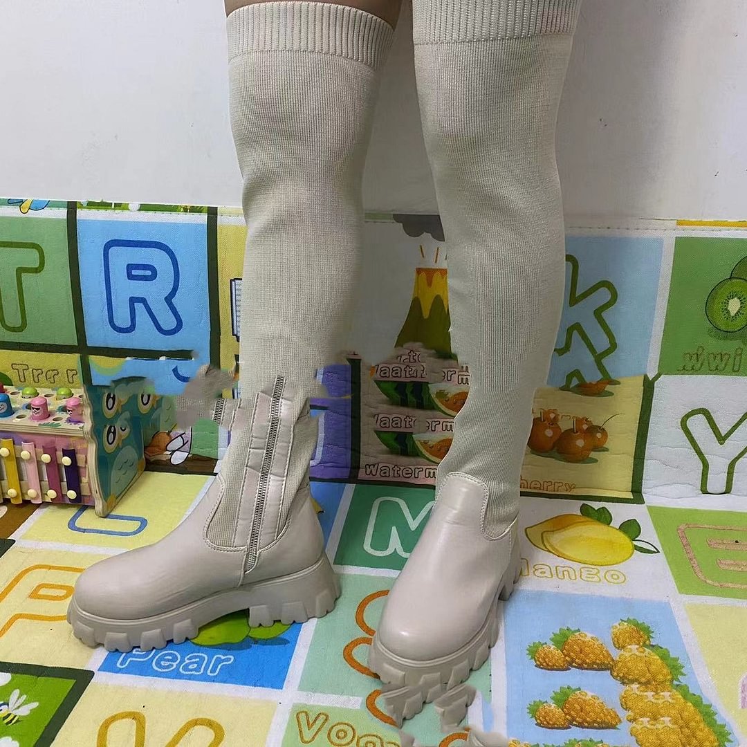Socks Boots Female Knitted Platform Over-the-knee Boots-PABIUYOU- Women's Fashion Leader