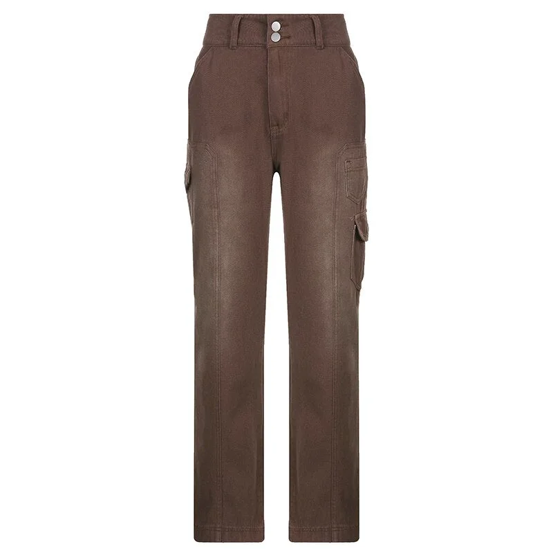 HEYounGIRL Boyfriend Vintage High WaistJeans for Women Harajuku Casual Baggy Pants Capris Pockets Blue Denim Trousers Autumn